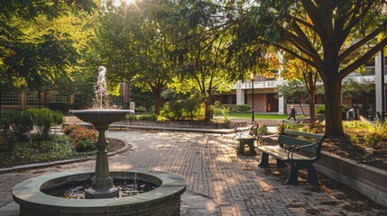 Fountain in a College Courtyard.