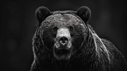Black and White Bear Head Portrait. Generative AI