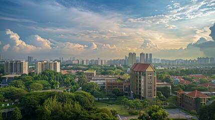 Obraz premium Singapore Skyline with Clouds.