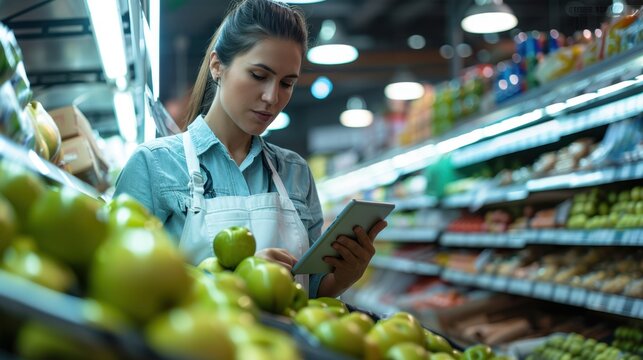 The store worker with tablet