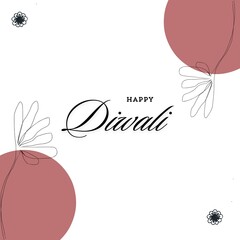 Happy Diwali minimal hand drawn one line art Card design