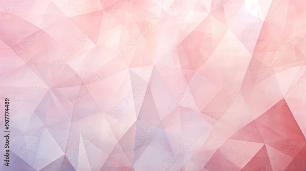 Poster an ethereal abstract diamond pattern with geometric shapes bathed in a soft, diffused pink glow