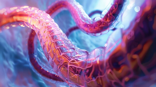 A long, thin, purple and orange creature with a long, thin, purple