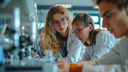 Students Working in a Science Lab.