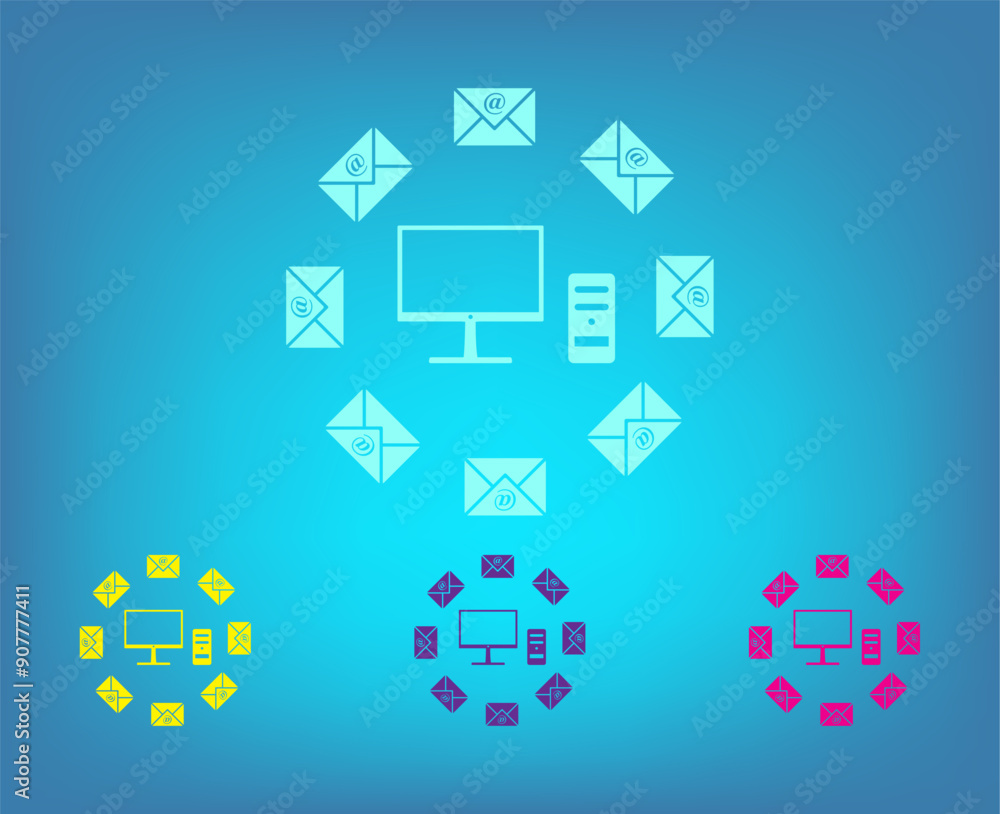 Poster vector icon on a blue background with a gradient