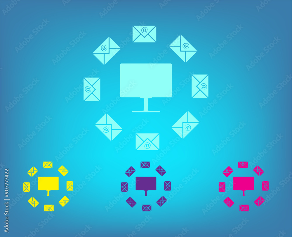 Poster vector icon on a blue background with a gradient