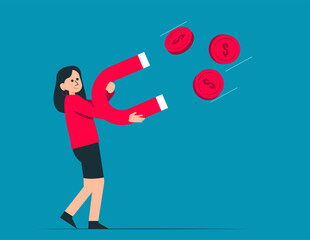 Money increasing and financial success concept illustration. Collections of successfully rich character managing finance, savings and investments