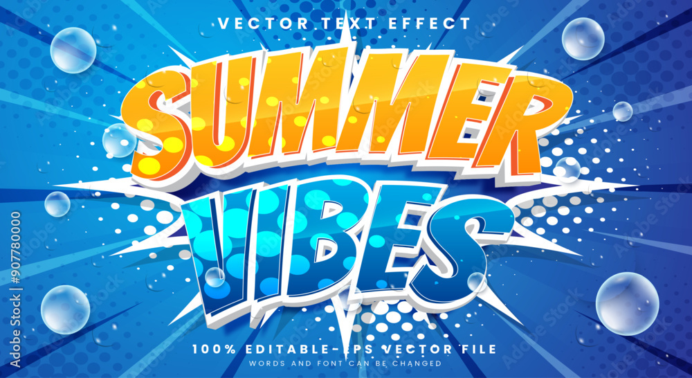 Poster summer vibes editable text effect template suitable for beach background