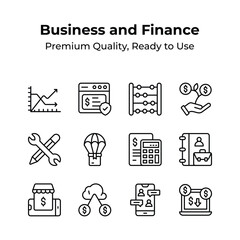Customizable Set of Flat Vector Icons of Business and Finance is here for you