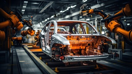 a car is manufactured in a factory