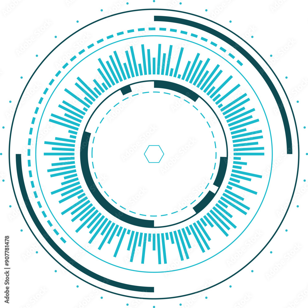 Poster sci-fi ui round indicator. digital hud element