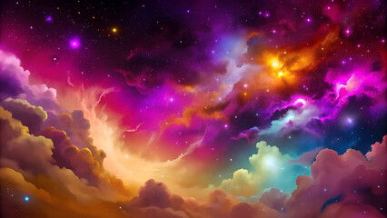 Abstract cosmic landscape in vibrant tones