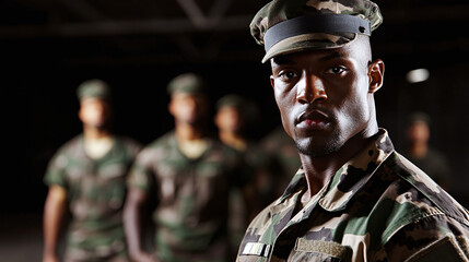 portrait of a military drill sergeant leading a group of recruits through rigorous obstacle course training