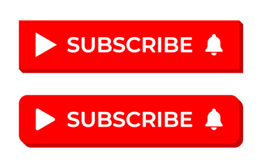 Red subscribe button icon set. Subscriptions concept
