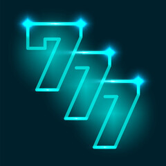 Jackpot icon. Sevens neon sign. Gambling prize