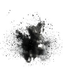 Raising scatter dark grey dust isolated on transparent background 