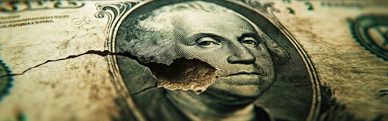 Torn Hundred Dollar Bill in Vivid Detail