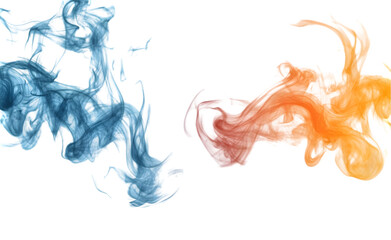 Fototapeta premium Faint blue and orange smoke isolated on transparent background 