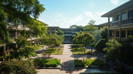 Modern Courtyard with Lush Greenery.