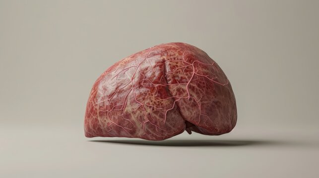 A close up of a red lung