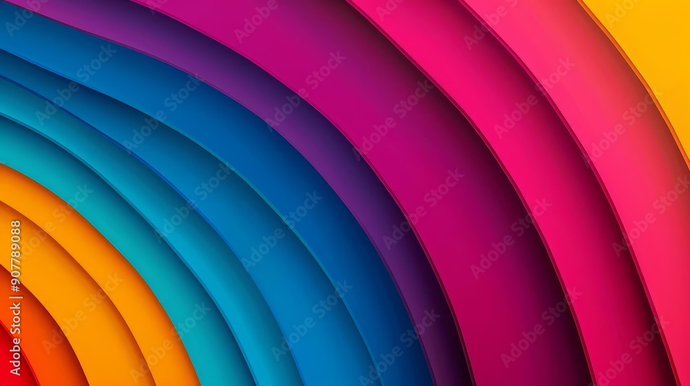 Poster Abstract colorful background with curved lines and vibrant colors.