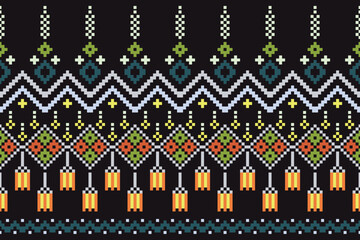 Ethnic cross stitch pattern in traditional style for printing on fabric, dress, mat, rug, curtain, wraps, sarong, clothing, scarf, shawl, pants, background	
