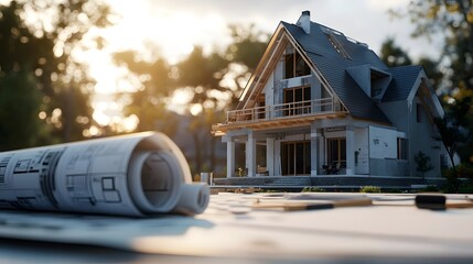 Architect or engineer are designing house, modifying plan, creating construction project and addition according to customer requirement.