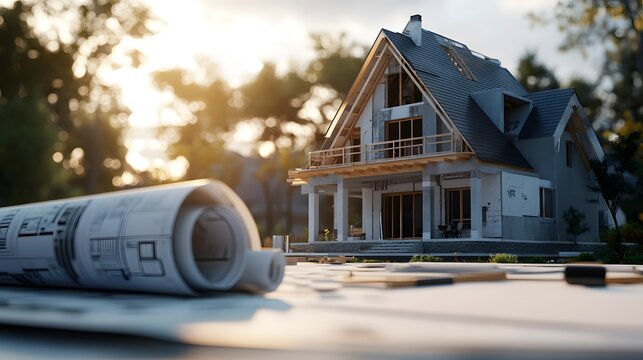 Architect or engineer are designing house, modifying plan, creating construction project and addition according to customer requirement.