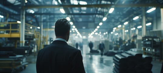 Obraz premium Economic Growth Campaign with Candidate Touring Modern Factory for Business Development