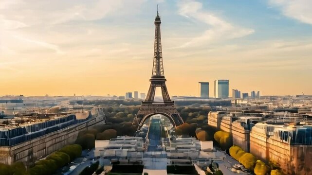 aerial view of eiffel tower city