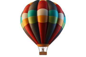 Naklejka premium Front View of a Flying Hot-air balloon PNG Colored air balloon isolated on white and transparent background - Airborne Ballooning Air travel Concept