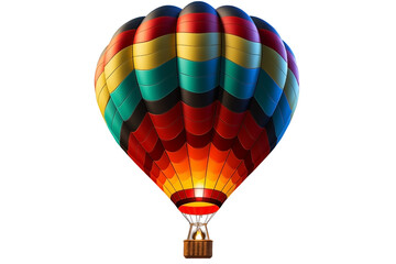 Naklejka premium Front View of a Flying Hot-air balloon PNG Colored air balloon isolated on white and transparent background - Airborne Ballooning Air travel Concept