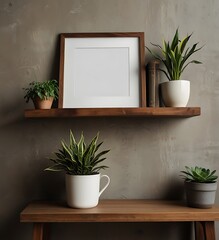 modern interior with a posterblank white poster frame mockup