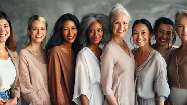 Group of diverse women of different ages, unity in diversity concept