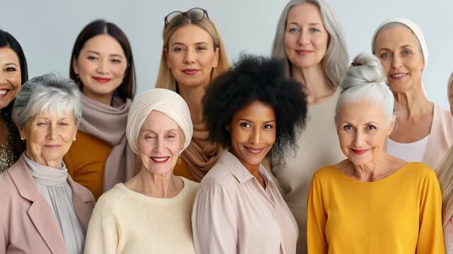 Group of diverse women of different ages, unity in diversity concept