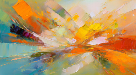 Vibrant Abstract Artwork Featuring Bold Colors and Dynamic Brushstrokes on Canvas.