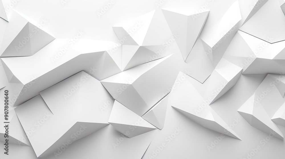 Poster abstract white background with geometric patterns and subtle shadows, providing a clean and professi