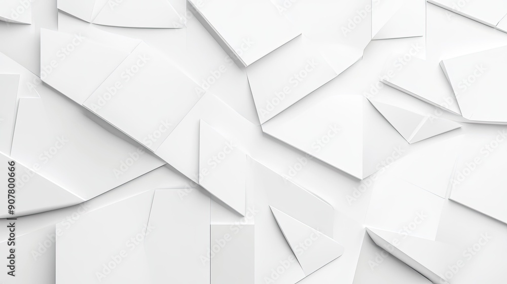 Poster abstract white background with geometric patterns and subtle shadows, creating a professional and cl