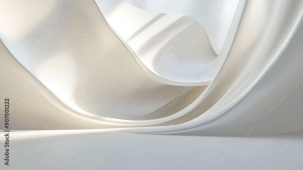 Poster minimalistic abstract white background with gentle curves and soft lighting, ideal for elegant and s