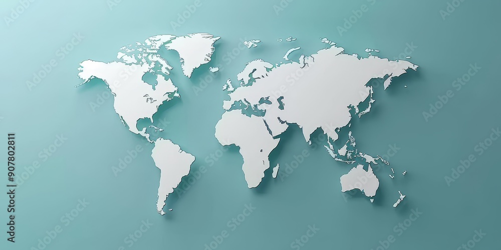 Poster a digital map of the world with financial data points and candlestick charts, representing global st