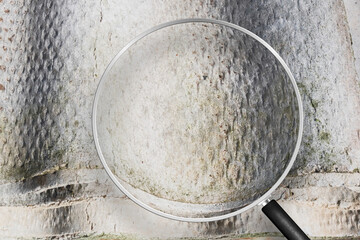 Old and very dangerous asbestos roof. Asbestos dust in the environment. Health problems. View...