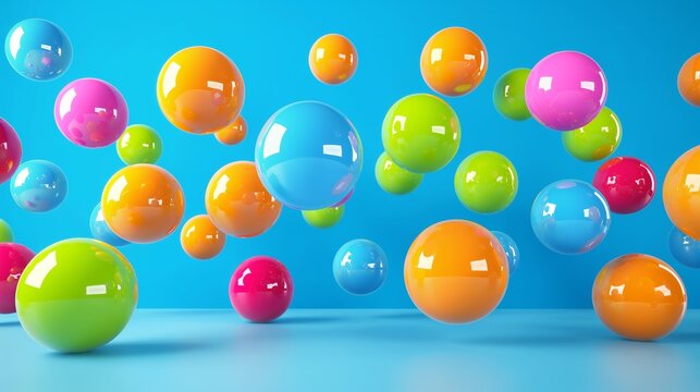 A colorful room with many different colored balls floating in the air. The room is bright and cheerful, with the balls of different colors creating a sense of playfulness and fun