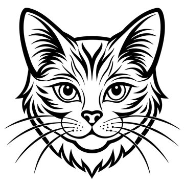 recommend clip art: cat outline logo vector art illustration