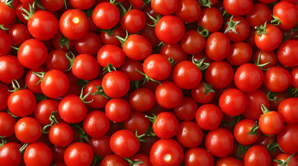 Organic cherry tomato close-up, vegetable background, top view