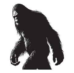 Bigfoot silhouette vector art.