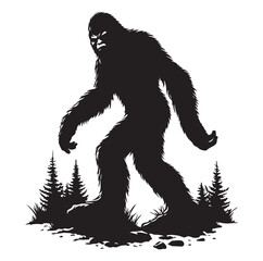 Fototapeta premium Bigfoot silhouette vector art.