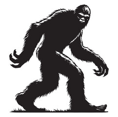 Bigfoot silhouette vector art.
