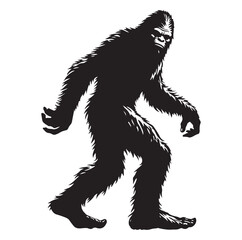 Bigfoot silhouette vector art.