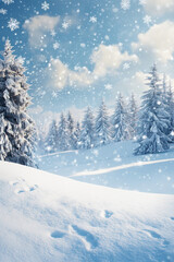 Naklejka premium Schneelandschaft mit Schneeflocken