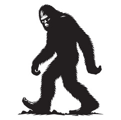 Bigfoot silhouette vector art.
